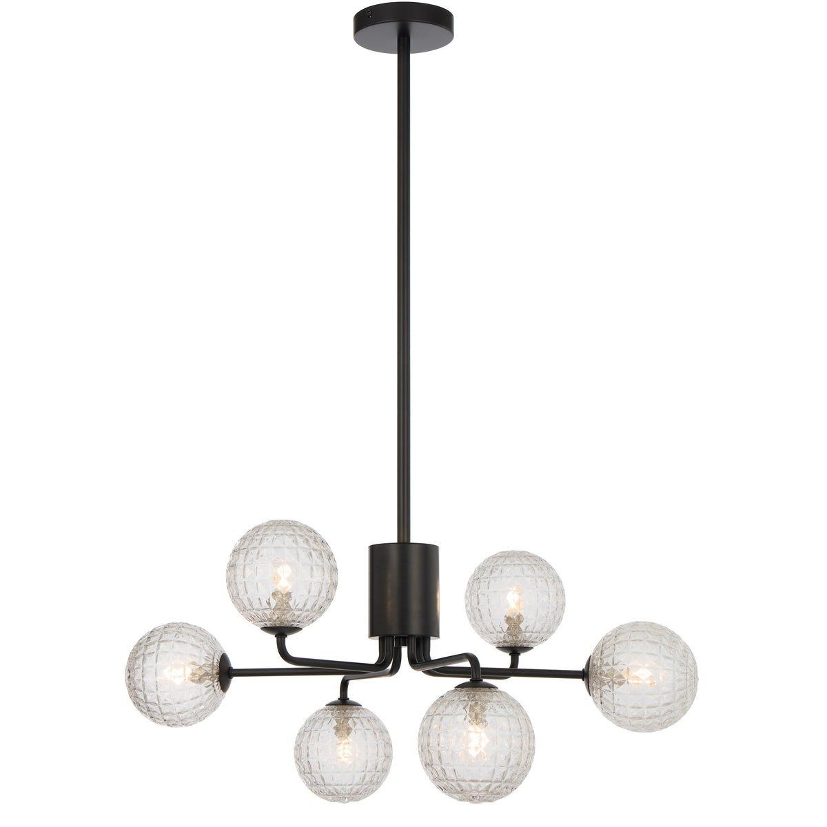 TFS 6LT PENDANT 6x6wG9max KIT D650 H295 ROD:2*600+1*300 BLACK/ CLEAR PRISM PATTERN