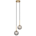 TFS 2LT PENDANT KIT 2x6wG9max L210 W120 H250 TEX2m ANT GOLD/ SMOKE TEAR PATTERN