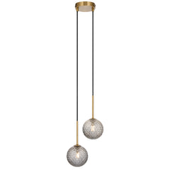 TFS 2LT PENDANT KIT 2x6wG9max L210 W120 H250 TEX2m ANT GOLD/ SMOKE TEAR PATTERN