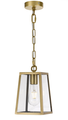 TFS 15 PENDANT 25wE27max L:150 H:210 - ANT BRASS/CLEAR ROD:210mm + CHAIN:1000 IP43