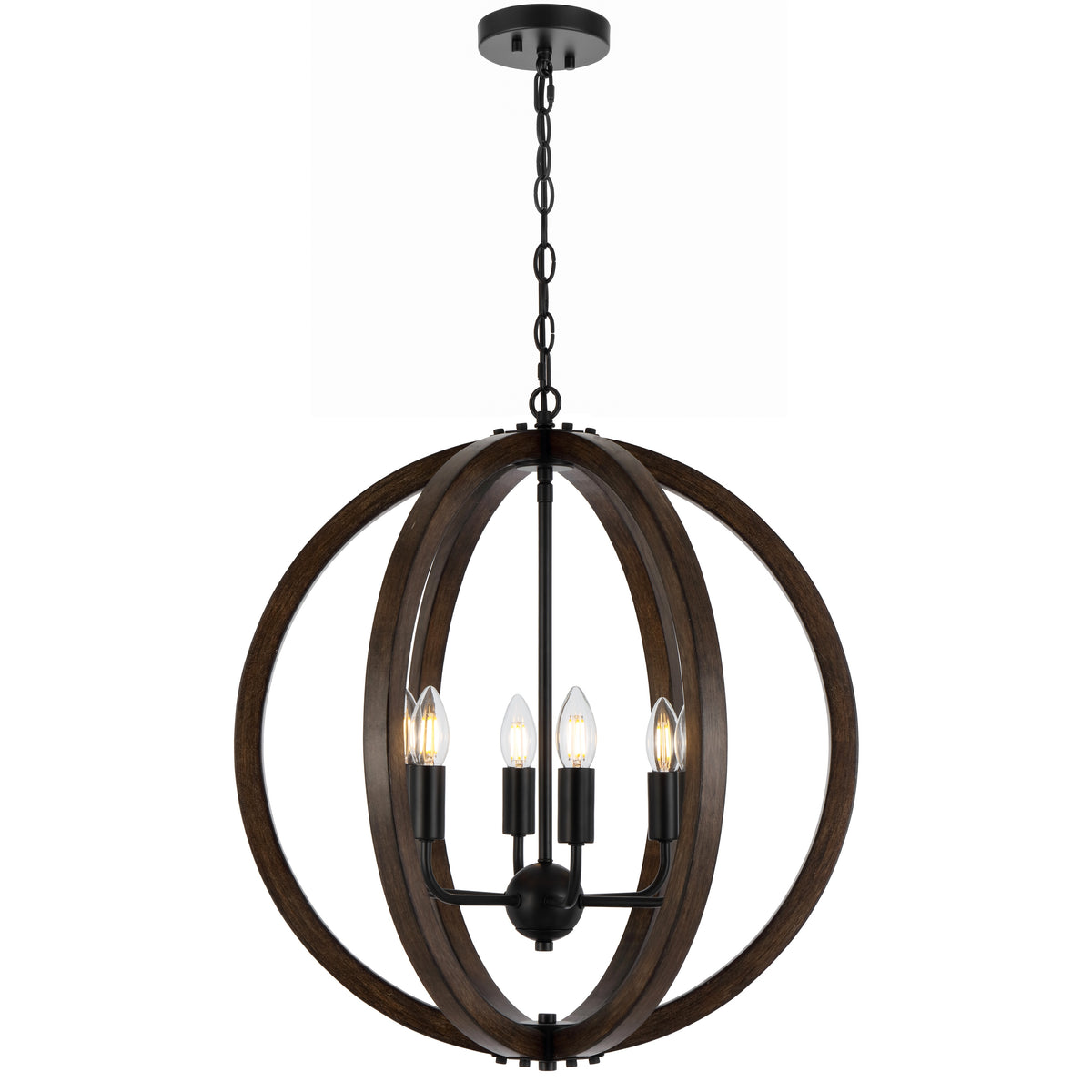 Oviedo TFS 6 LT PENDANT 6x25wE14 W550 H620 CHAIN 2M BLACK MATT / TIMBER