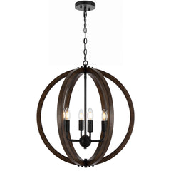 Oviedo TFS 6 LT PENDANT 6x25wE14 W550 H620 CHAIN 2M BLACK MATT / TIMBER
