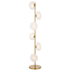 Lille 6-Light Floor Lamp in Antique Gold with Frost Glass