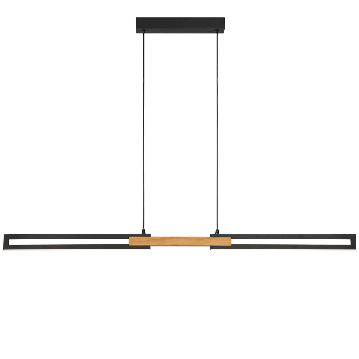 TFS 120CM LED PENDANT 28wLED 1600Lm cab.2M 3CCT WALL SWT BLACK / OAK WOOD