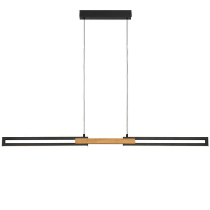 TFS 120CM LED PENDANT 28wLED 1600Lm cab.2M 3CCT WALL SWT BLACK / OAK WOOD