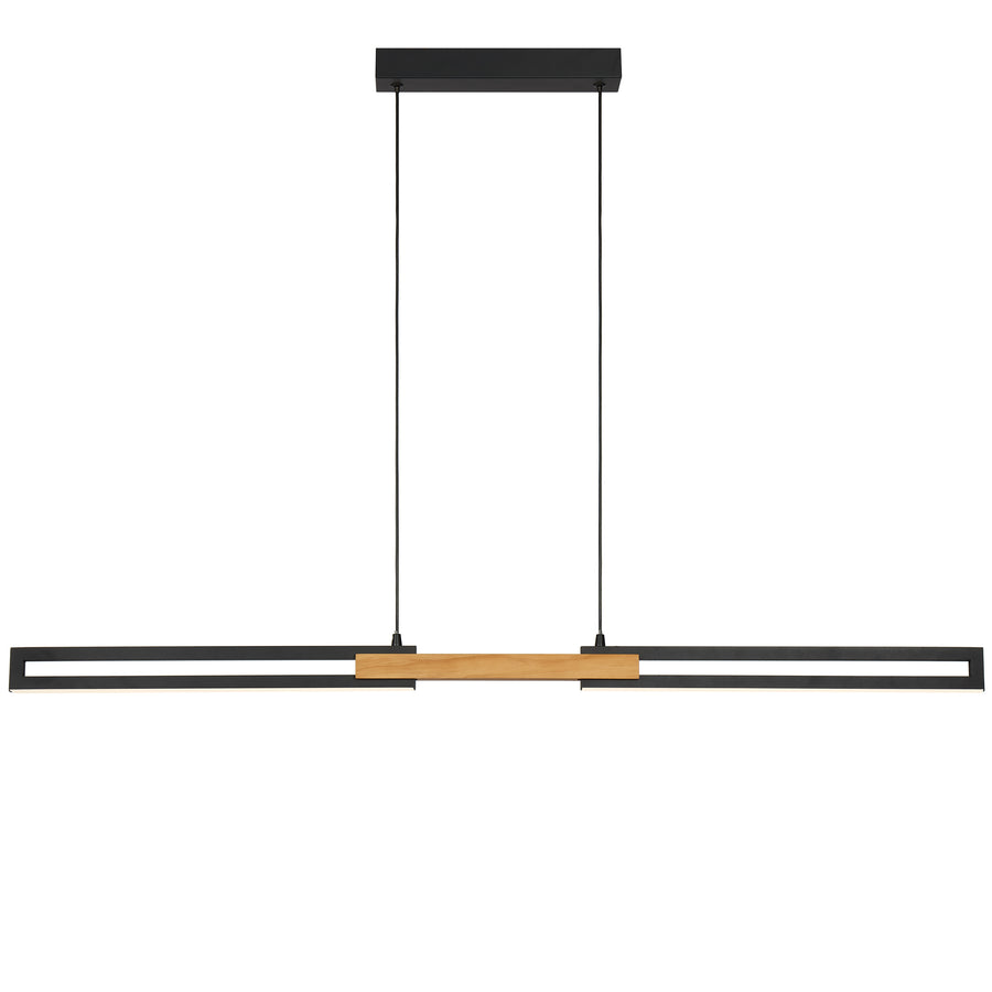 TFS 120CM LED PENDANT 28wLED 1600Lm cab.2M 3CCT WALL SWT BLACK / OAK WOOD
