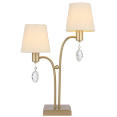 TFS 2 LT TABLE LAMP 2x25wE14max L340 W140 H510 ANT SILVER/CREAM/CRYSTAL