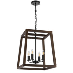 TFS 4 LT PENDANT 4x25wE14 W405 L405 H524 CHAIN 2M BLACK MATT / WALNUT TIMBER