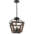 TFS 4LT PENDANT CTC 4x25wE14 D350 H340 CHAIN 2M BLACK MATT / TIMBER