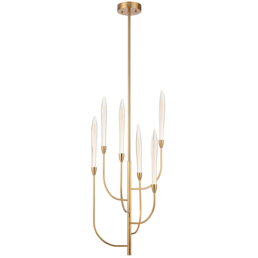 TFS 6 LTS LED PENDANT 6*3wLED 3000K D:500 H:1030 ROD NON-DIM ANT GOLD / CRYSTAL