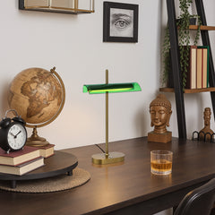 TFS TABLE LAMP 8wLED L250 H80 H400 3000K 3STEPTOUCH SWTCH DIM ANTIQUE GOLD/GREEN