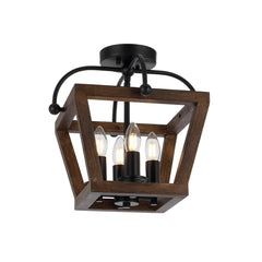 TFS 4LT PENDANT CTC 4x25wE14 D350 H340 CHAIN 2M BLACK MATT / TIMBER