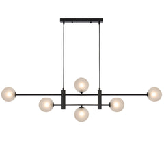Vicenza TFS 6LT PENDANT 6x6wG9max KIT L1300 W120 H355 CAB2m BLACK / FROST TEAR PATTERN