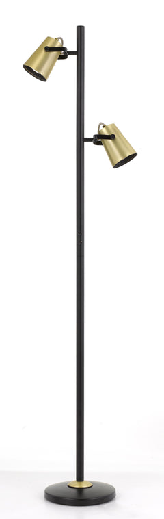 TFS FLOOR LAMP 2x6wGU10max D:90 H:1500 DLB SWITCH ON POLE - BLACK/ BRASS MATT