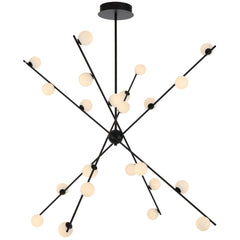 TFS 24 LT PENDANT 24x3wLED W1370 H495 TRIAC-DIM ROD 2*600 +1*300 BLACK / OPAL MATT