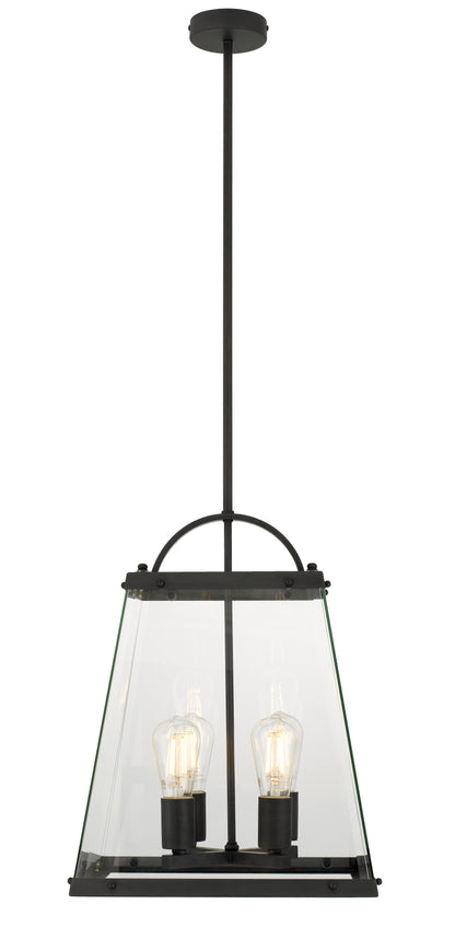 TFS 4 LIGHT SOLID BRASS PENDANT 4x25wE27max L:350H:450 BLACK / CLEAR