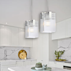 Zanomont TFS 1 LT PENDANT 25wE27max L180 W180 H250 rod (2*600+ 1*300) CHROME / CLEAR GLASS