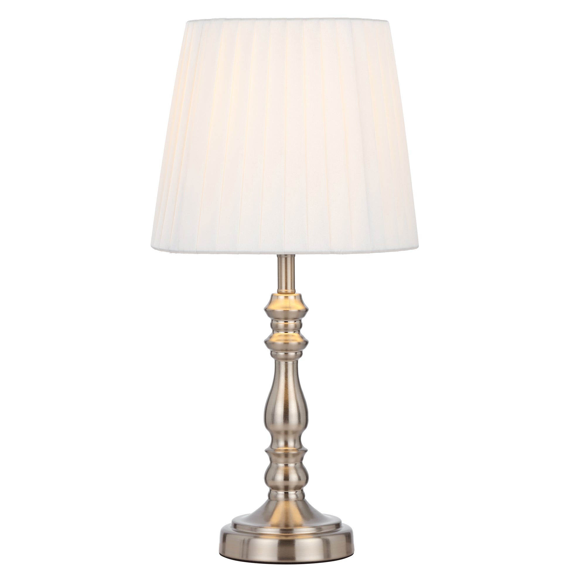 Santander TFS Table Lamp with Inline Switch – Nickel & Ivory Shade