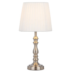 Santander TFS Table Lamp with Inline Switch – Nickel & Ivory Shade