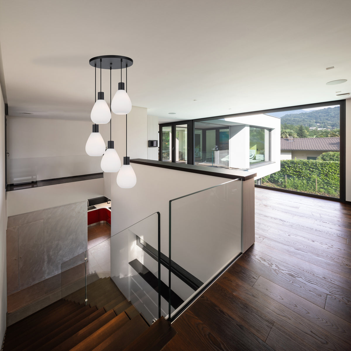 Perugia TFS 5 LIGHT PENDANT 5x25wE27max D:160 H:210 TEX:2m BLACK MATT/OPAL MATT