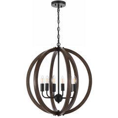 Oviedo TFS 6 LT PENDANT 6x25wE14 W550 H620 CHAIN 2M BLACK MATT / TIMBER