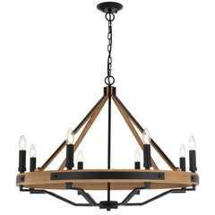 TFS 8 LTS PENDANT 8*25wE14 D:860 H:650 2m CHAIN BLACK MATT / ASHTREE WOOD