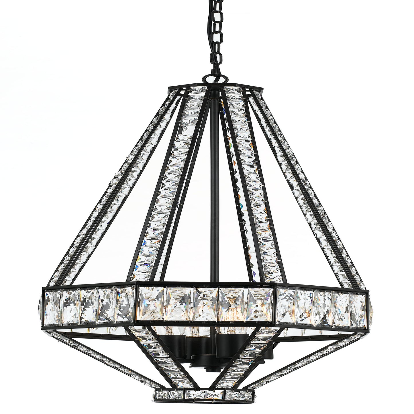 Arles four-light pendant in oiled bronze with clear crystals