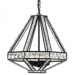 Arles four-light pendant in oiled bronze with clear crystals