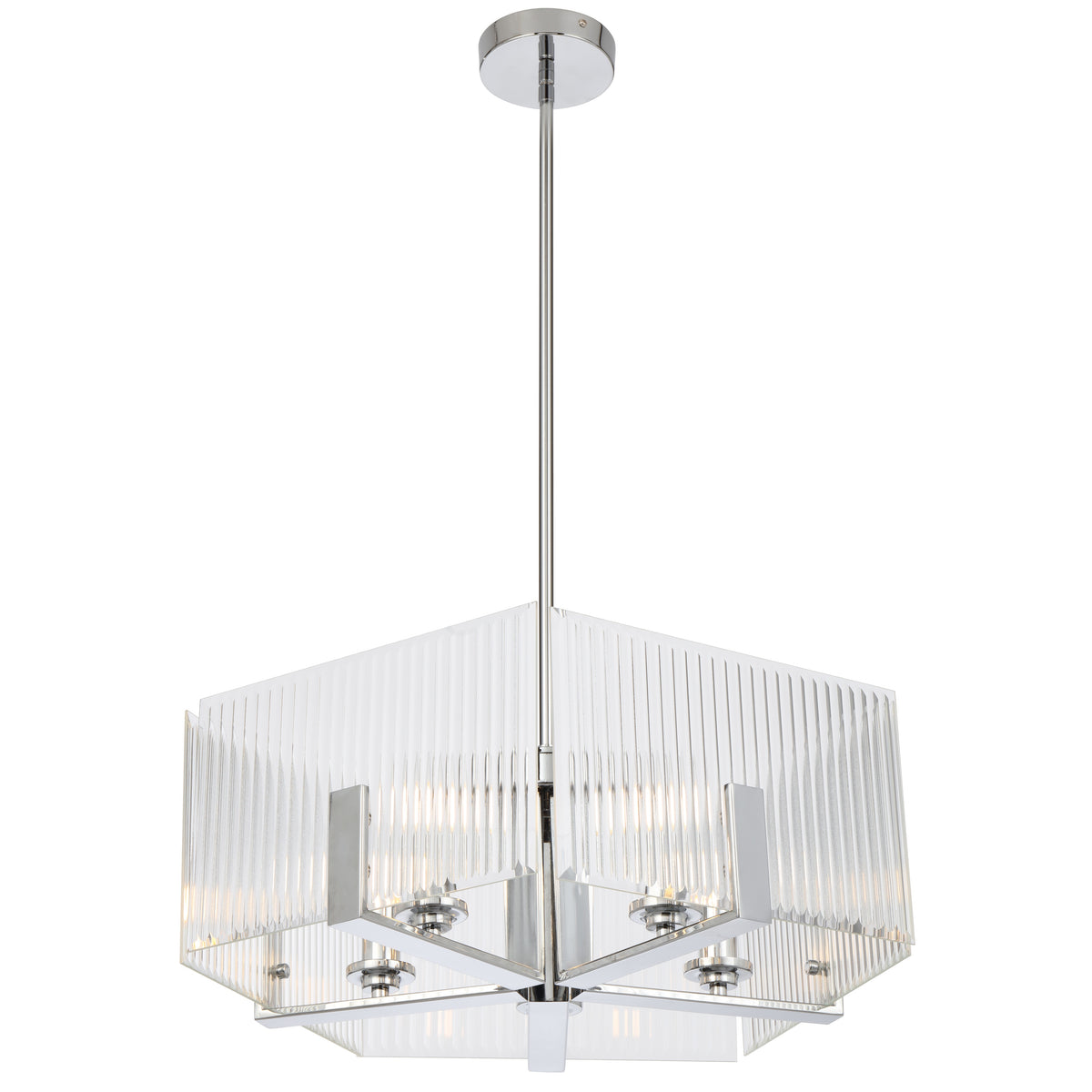 Vitalux TFS 5 LT PENDANT 5x25wE14ma L560 W560 H210 rod (2*600+ 1*300) CHROME / CLEAR GLASS