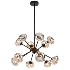 Messina TFS 12LT PENDANT 12x6wG9max D600 H380 ROD:2*600+1*300 BLACK MATT/MIRROR GLASS