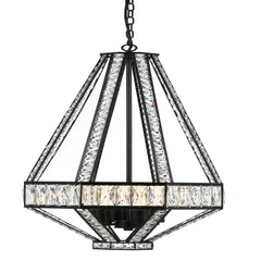 Oiled bronze four-light pendant with elegant crystal detailing