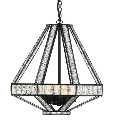 Oiled bronze four-light pendant with elegant crystal detailing