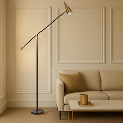 TFS FLOOR LAMP 25wE27max L1000 W250 H2350 FOOT SWT BLACK / BRASS