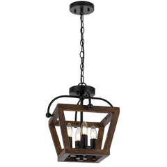 TFS 4LT PENDANT CTC 4x25wE14 D350 H340 CHAIN 2M BLACK MATT / TIMBER