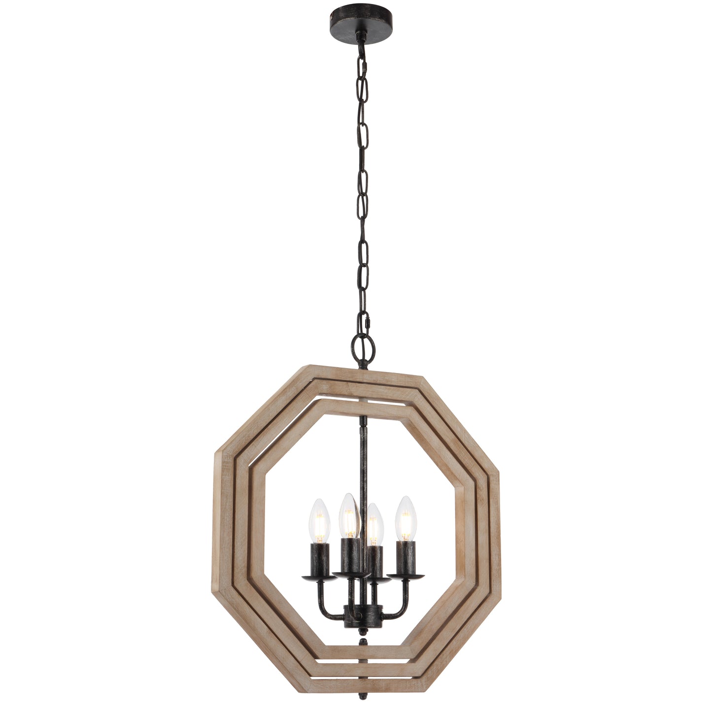 TFS 4LT PENDANT 4x25wE14max L500 W450 H500 Chain 2M BLACK / MERANTI