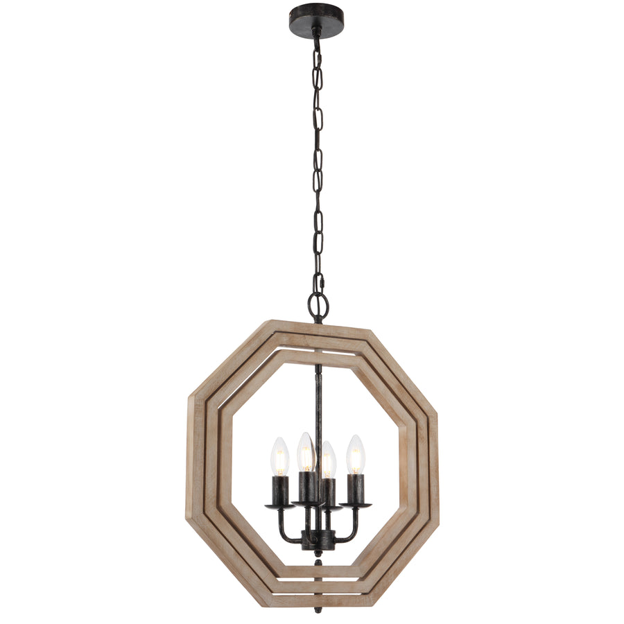 TFS 4LT PENDANT 4x25wE14max L500 W450 H500 Chain 2M BLACK / MERANTI