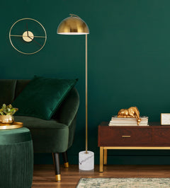 TFS FLOOR LAMP 25wE27max L:400 W:150 H:1500 cable2.0 foot swt WHITE MARBLE/ANT GOLD