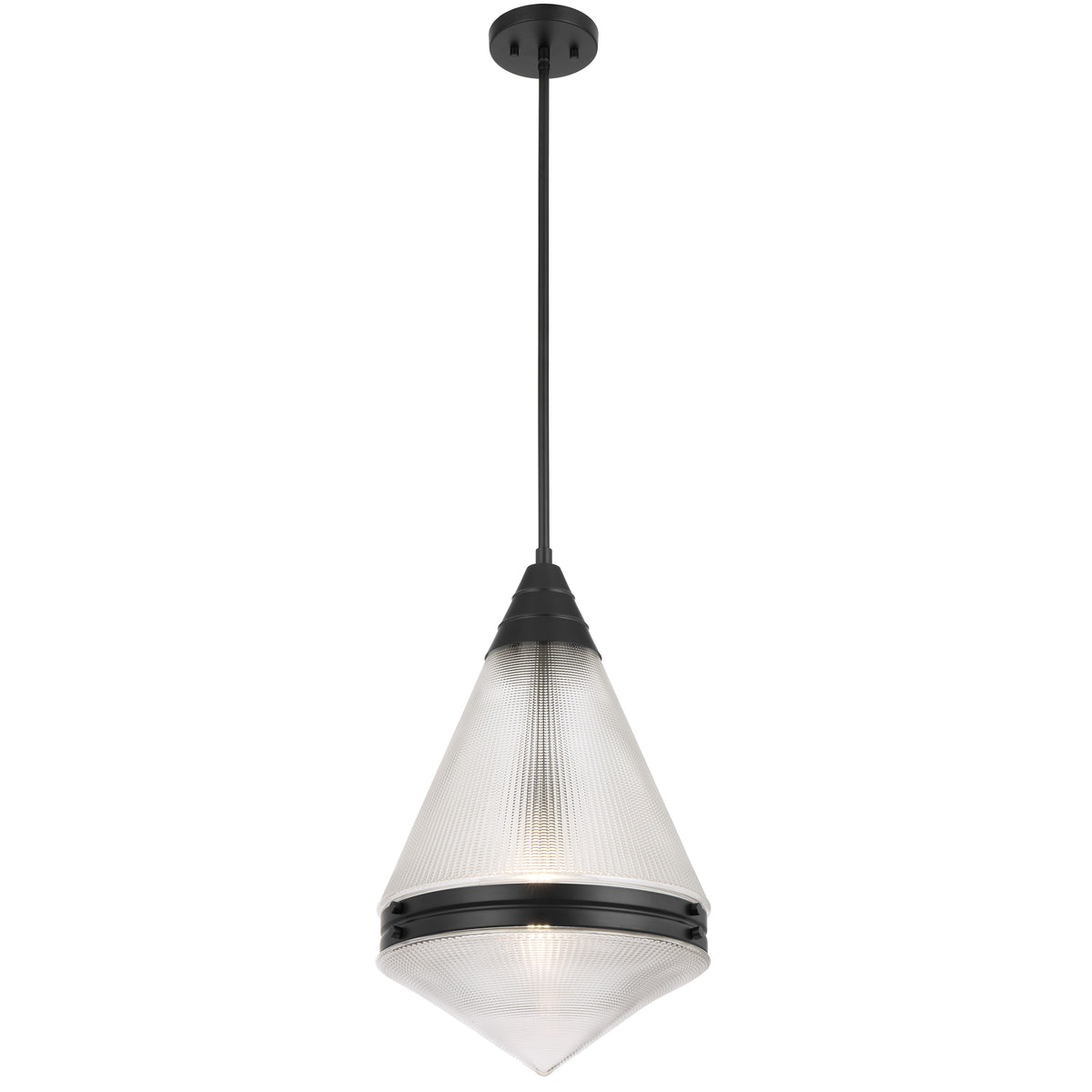 TFS 1LT PENDANT 25wE27max D:350 H:560 ROD 1.5m BLACK MATT/ CLEAR