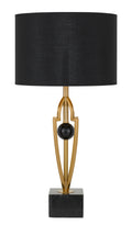 TFS TABLE LAMP 25wE27max D:350 H:700 Inline Switch BLACK / ANTIQUE GOLD
