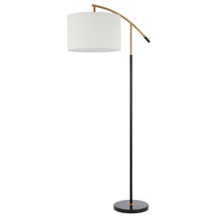 TFS FLOOR LAMP 25wE27max L940 W400 H1650 2.0m foot swt BLACK MARBLE/GOLD/IVORY SHADE
