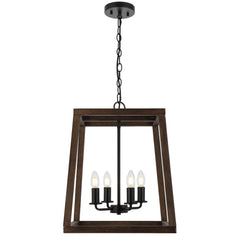 TFS 4 LT PENDANT 4x25wE14 W405 L405 H524 CHAIN 2M BLACK MATT / WALNUT TIMBER