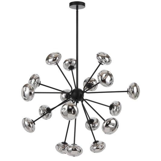 Alba TFS 18LT PENDANT 18x6wG9max D900 H650 ROD:2*600+1*300 BLACK MATT/MIRROR GLASS