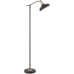 TFS FLOOR LAMP 25wE27max L440 W250 H1500 FOOT SWTCH BLACK MATT/ ANT BRASS