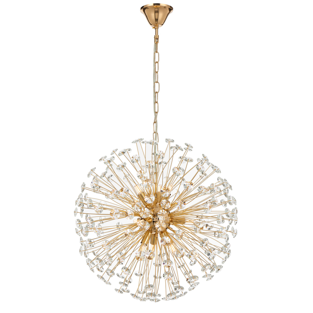 Tarragona TFS 9 LT PENDANT 9x6wG9max D:500 CHAIN 2M CRYS H200 GOLD / CLEAR