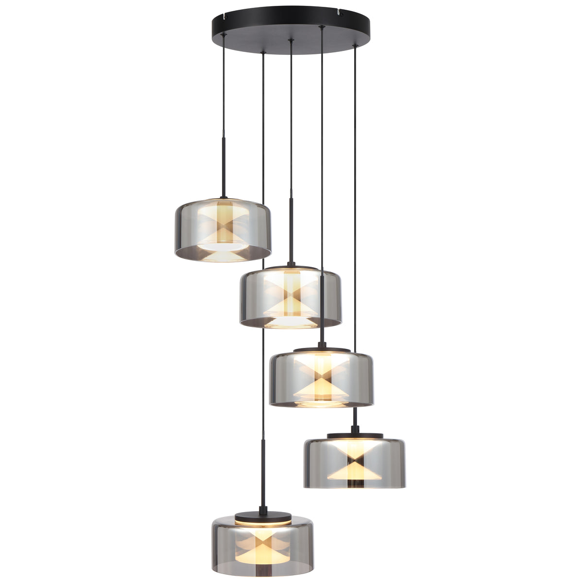 TFS 5LT PENDANT 40w 3CCT 3000k-5000k D:440 H:70 2750Lm NON-DIM cab.3M BLACK SANDY