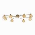 TFS 8 LT CTC 8x25wE27max L:1200 W:540 H:210 ANTIQUE BRASS/ AMBER GLASS
