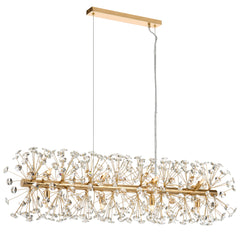 TFS 12LT REC PENDANT 12x6wG9max L:970 W:300 H:300 CRY H130 CHAIN 2M GOLD / CLEAR