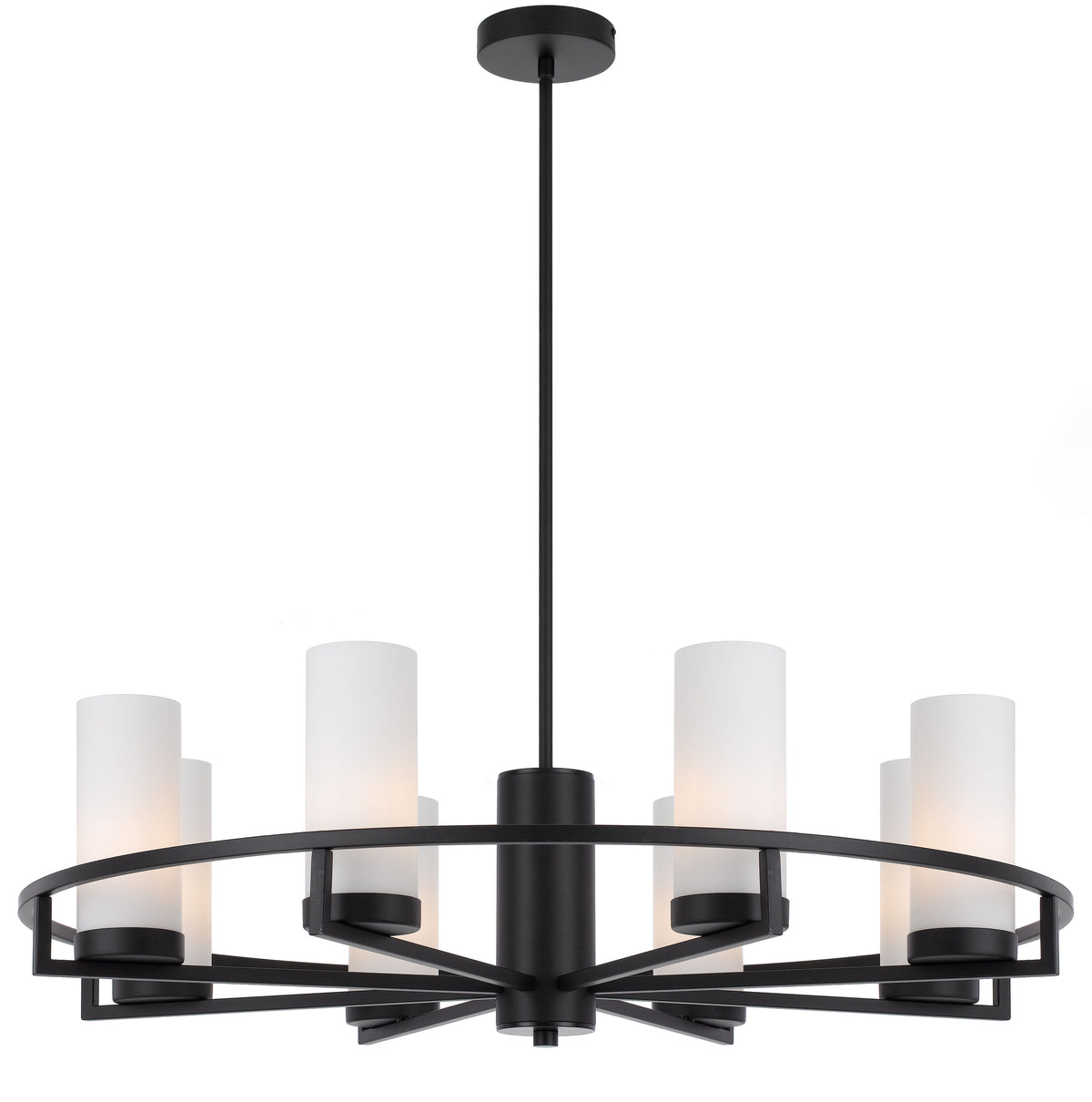 TFS 8LTS PENDANT 8x25wE14max D850 H242 GLASS:80 BLACK / OPAL MATT ROD:1.5m