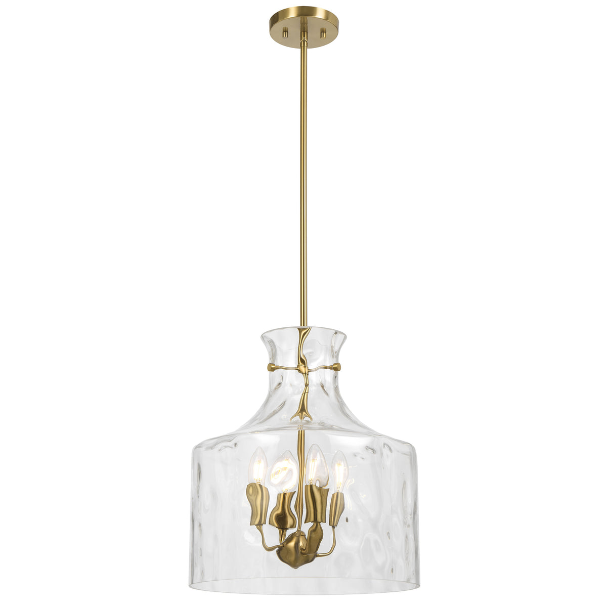 Altoville TFS 4LT PENDANT 4x25wE14max D:380 H:420 ROD 1.5m ANT GOLD / CLEAR WATER STREAK