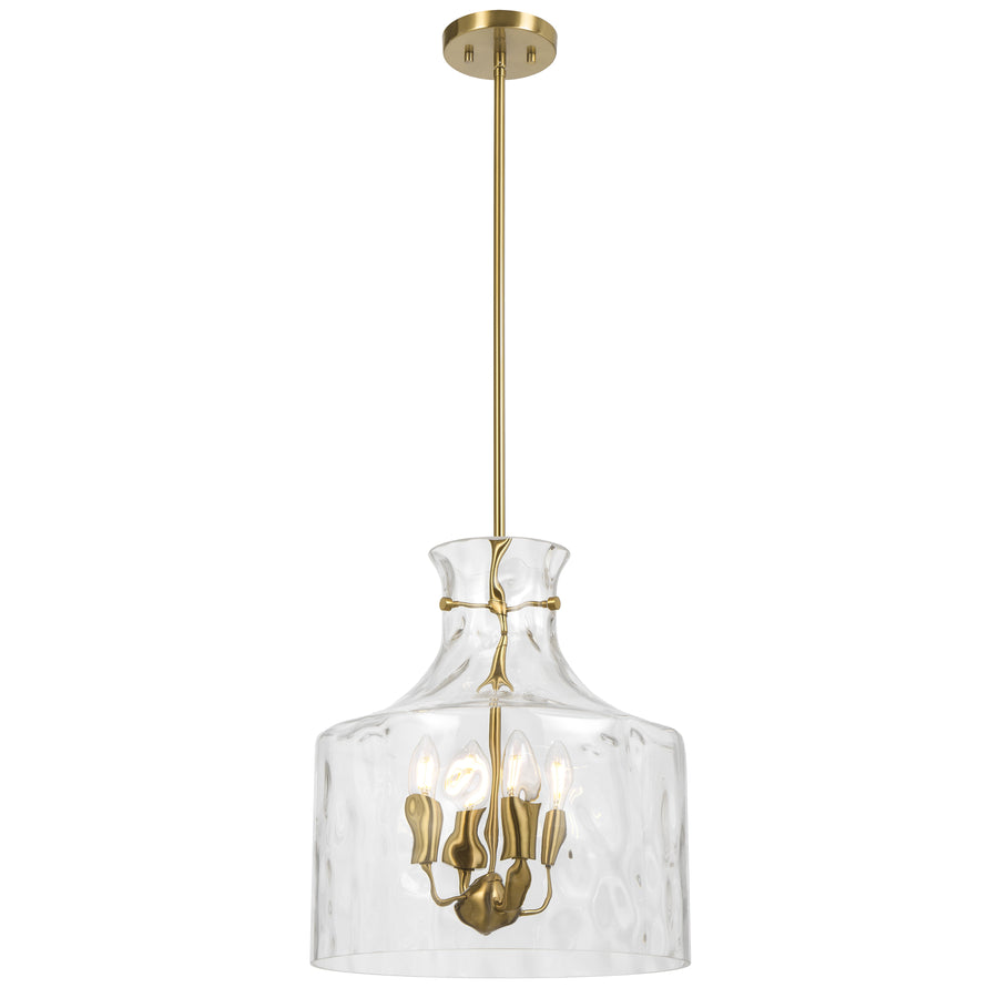 Altoville TFS 4LT PENDANT 4x25wE14max D:380 H:420 ROD 1.5m ANT GOLD / CLEAR WATER STREAK